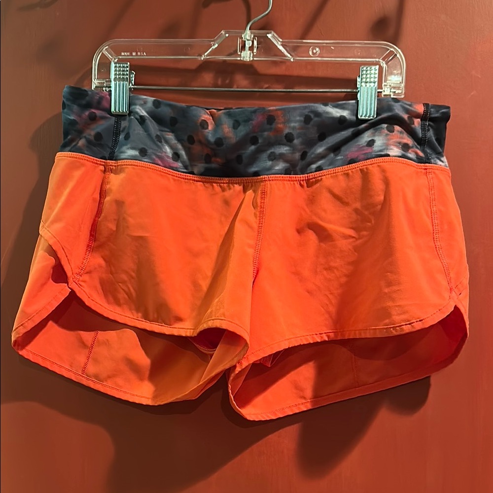 Lululemon Athletica Orange and Black Athletic Shorts